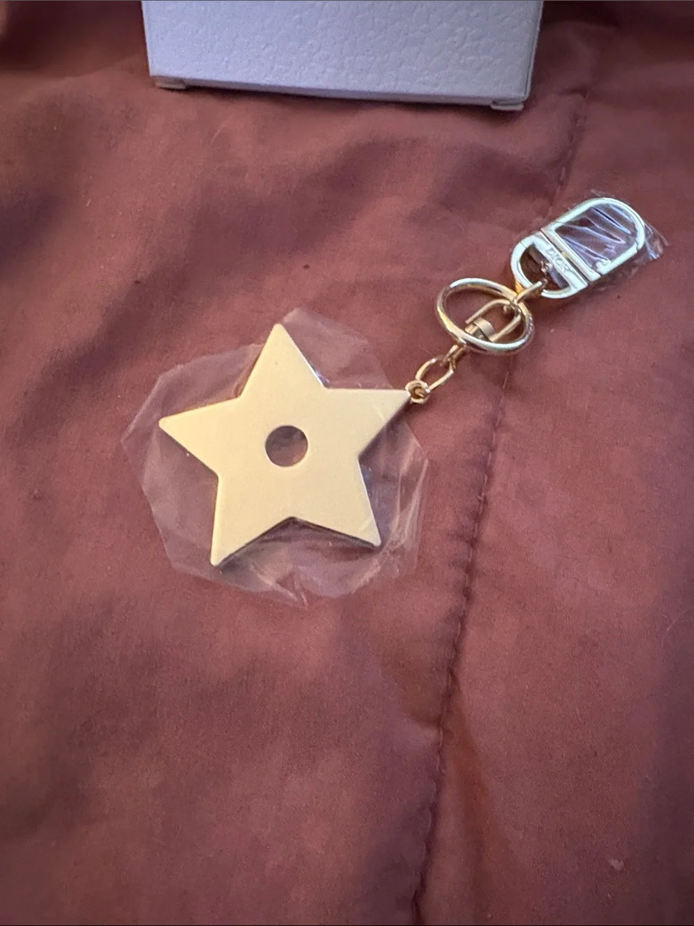 Dior White and Gold Star Key Holder Charm